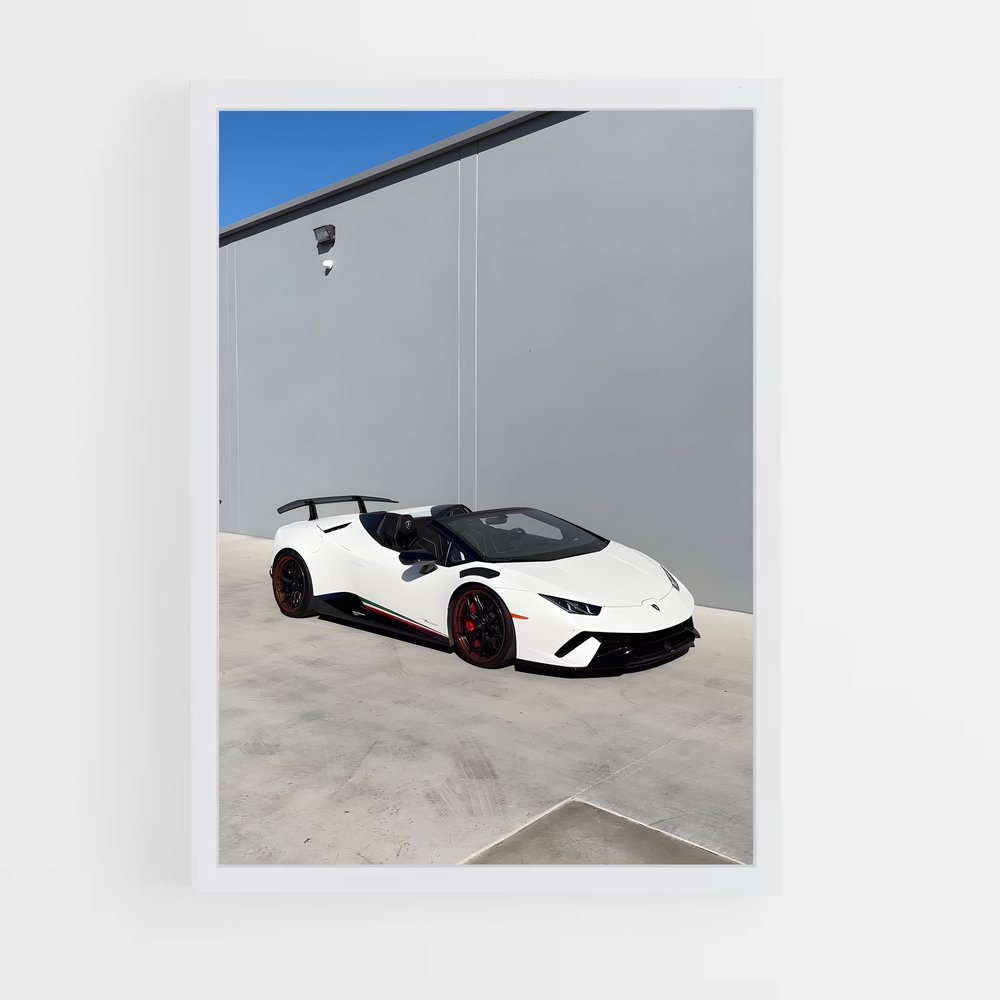 Poster Huracan Blanche – affiche Lamborghini (vue 3)